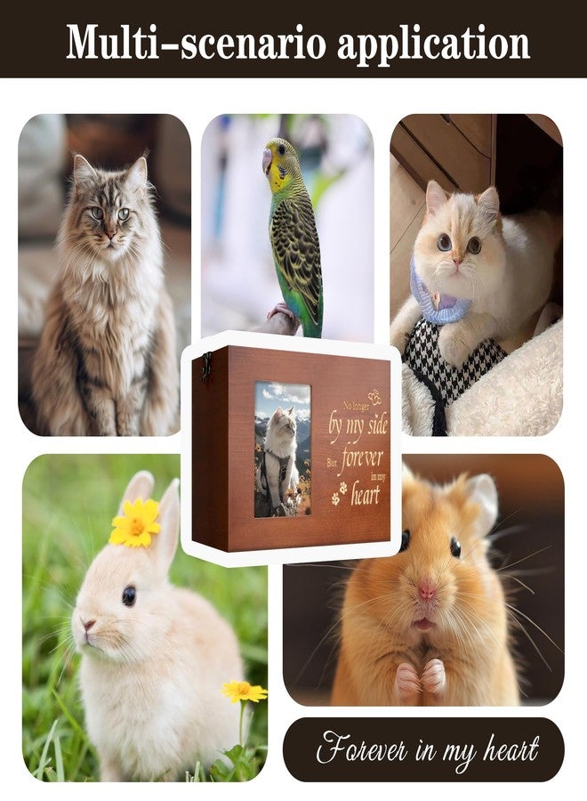 RINVEE Pet Urns for Cats or Dogs Ashes with Photo Frame, Wooden Memory Box for Keepsakes with Black Flannel as Lining, Cat Memorials Cremation Urns for Ashes(Brown Medium) - Image 5